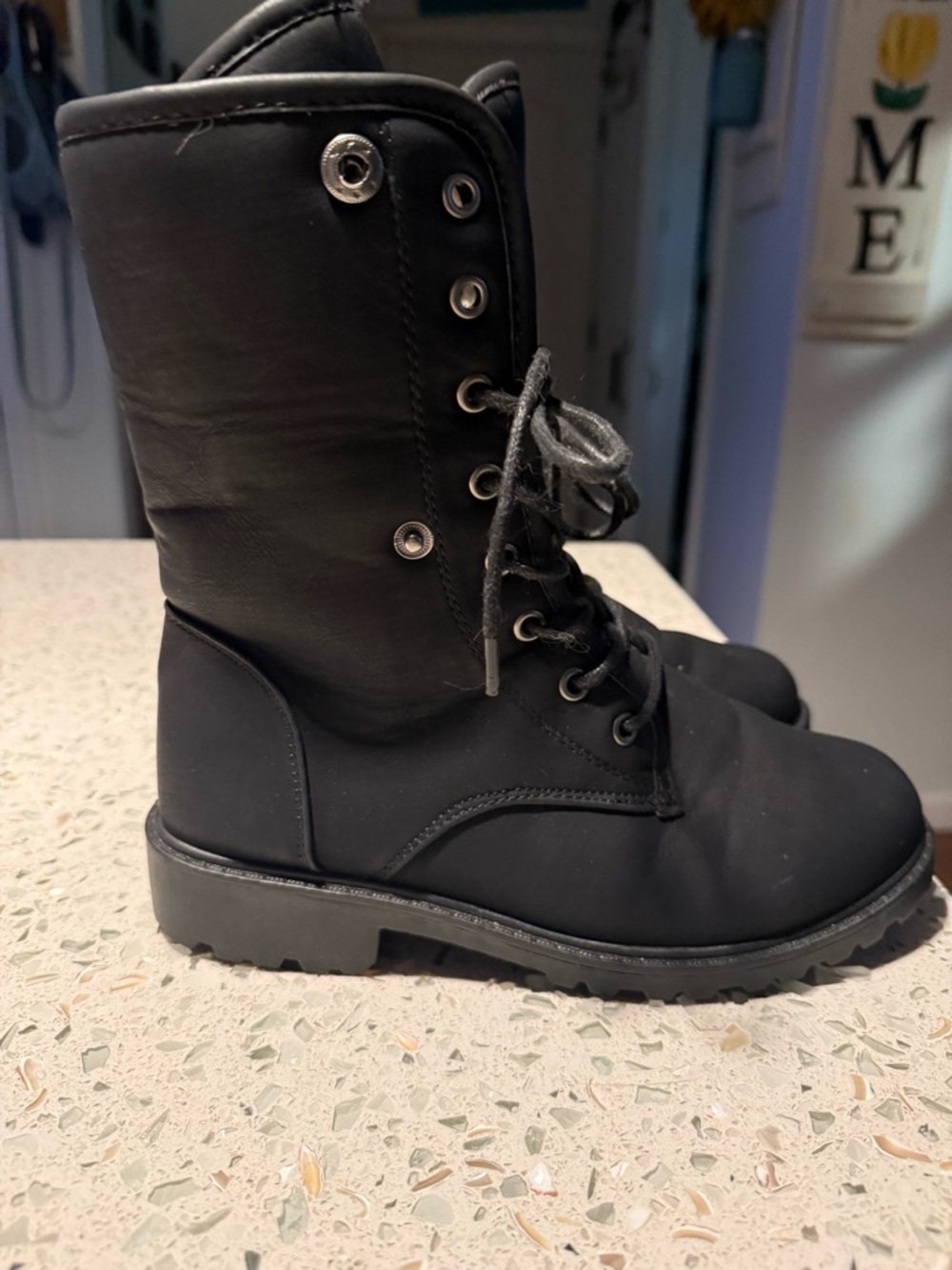 Black Lace-Up Women's Combat Boots